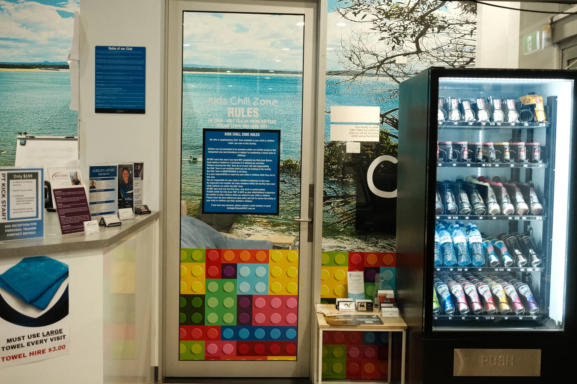 Entrance to the Kids Chill Zone beside the front desk